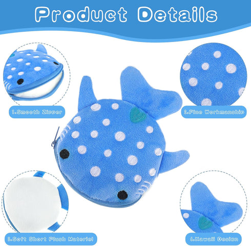simarro 2Pcs Shark Plush Coin Purse, Kawaii Shark Zipper Wallet Portable Change Wallet Christmas Gifts for Men Women Cosmetic Jewelry Key Holder E...