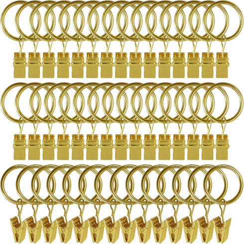 44 Pack Curtain Rings with Clips, Curtain Clip Rings Hooks, Bow Hanger Clips for Hanging Drapery Drapes Bows, Ring 1 inch Interior Diameter, Fits ...