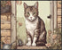 Posterizer 1 pcs- Beautiful cat sitting in the kitchen-Art for Animal Lovers-Floral Botanical Art- Gift for Men Women Entrepreneur Teens-Living Ro...