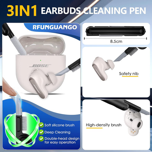 RFUNGUANGO for Bose Ultra Open Earbuds Headphone Sleeve with Cleaning Tool, Soft Silicone Anti-Shock Sleeve with Keychain for Bose Open Ear Wirele...