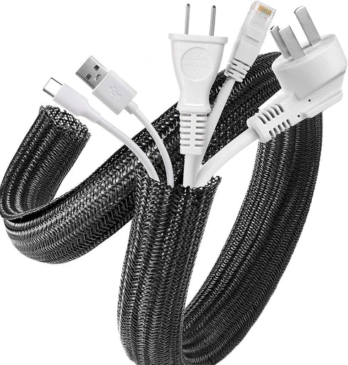 AGPTEK Cable Management Sleeve Cover, 10ft - 1 inch Cord Management System for Desk PC TV Computer Projector Wires Protection and Organization, Ho...