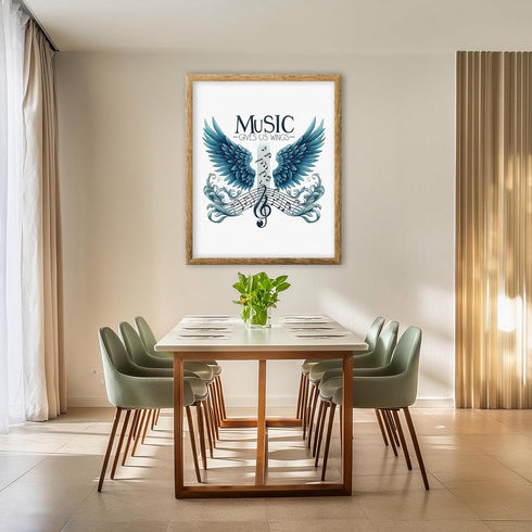 Posterizer 1 pcs-Music GIve Us Wings-Music Notes-Musical Art Collection-Gift for Music Fans-Decor for Home & Office- unframed wall art...