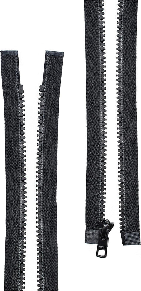 30" Ski & Sport Vislon Zipper ~ YKK #5 Molded Plastic ~ Separating - Black (1 Zipper/Pack) Made in USA...
