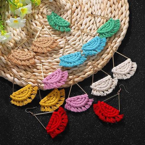 Bohemian Handmade Fringe Tassel Dangle Drop Statement Earrings for Women...