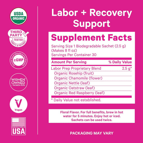 Pink Stork Organic Labor Prep Tea - Red Raspberry Leaf with Chamomile and Rosehip, Pregnancy Must Haves, Postpartum Essentials, Third Trimester - ...