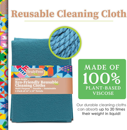Reusable Cleaning Cloth, 2 Pack - Multipurpose Super Absorbent, Reusable, Durable, Washable Kitchen Towels, Cleaning Rags, Cloth Wipes, Wash Rags,...