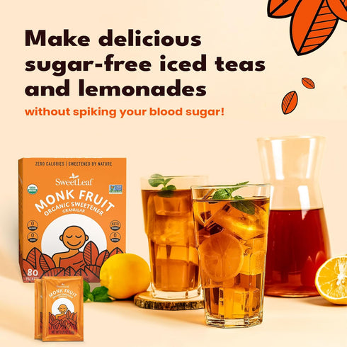 SweetLeaf Organic Monk Fruit Sweetener, Granular - Keto Friendly Natural Sugar Substitute for Coffee, Tea, and Baking, Zero Calorie, Organic Monk ...
