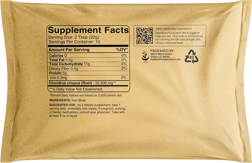 Pure Original Ingredients Irish Moss Powder (8oz) Dried Carrageen Seaweed, Gluten-Free, Lab-Verified...