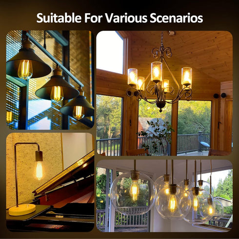 Dimmable Edison LED Light Bulbs 60 Watt Equivalent, 6W 2700K Warm Light E26 LED Bulbs for Table Lamp Bathroom Vanity Outdoor Wall Light ST58, 750L...