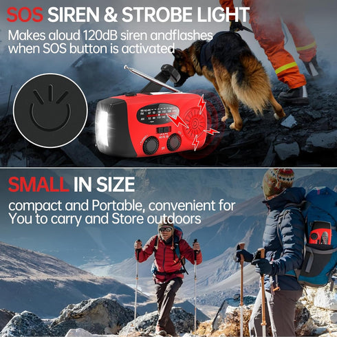 Solar Hand Crank Emergency Weather Radio,NOAA/AM/FM Portable Radio with 3 LED Flashlight 2000mAh Power Bank Cellphone Charger...