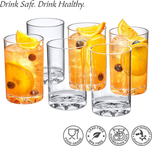 Amazing Abby - Liberty - 10-Ounce Plastic Tumblers (Set of 6), Plastic Drinking Glasses, All-Clear Reusable Plastic Cups, BPA-Free, Shatter-Proof,...