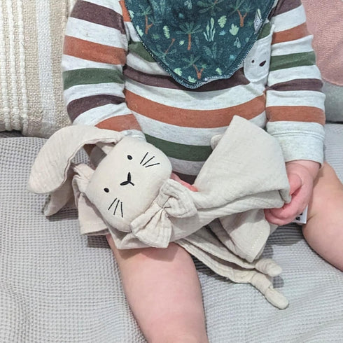 Mylo & Luna - Baby Security Blanket/Baby Lovey | Breathable and Soft Organic Cotton Muslin | Gender Neutral | Cuddle Bunny (Sand Color)...