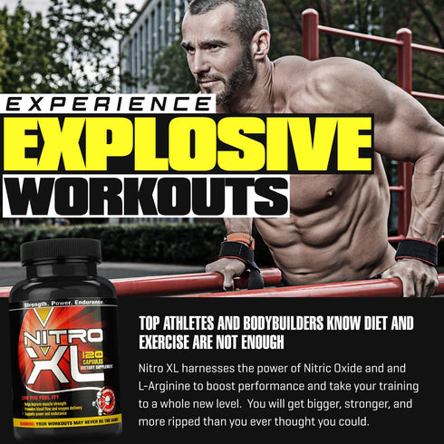 | Nitric Oxide Bodybuilding Supplement – with L-Arginine | Build Muscle Mass – Get Ripped – Boost Performance – Increase Endurance & Stamina – Int...