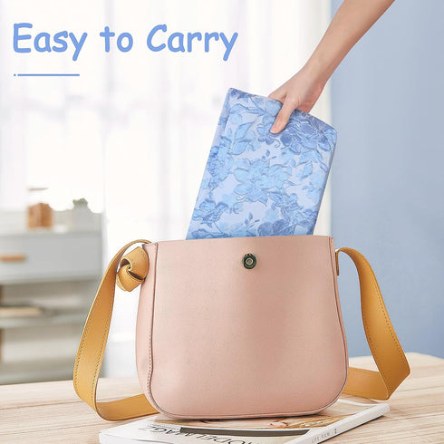 MAGEFY Cosmetic Bag for Women Small Makeup Bag Floral Makeup Bag Canvas Zippered Makeup Pouch Blue...