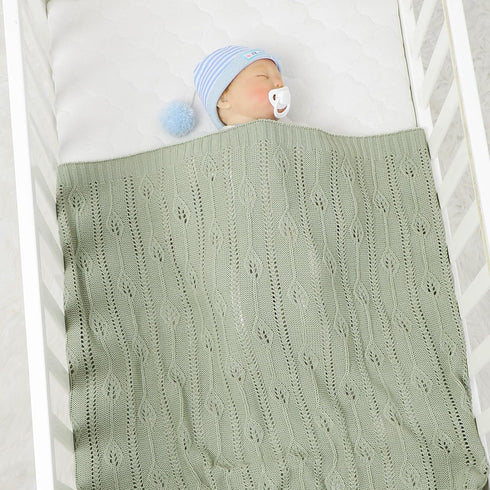 Baby Blanket for Boys Girls Knitted Neutral Swaddle Blanket Soft Lightweight Receiving Blankets for Newborn Infant Crib Stroller Light Green 30 x ...