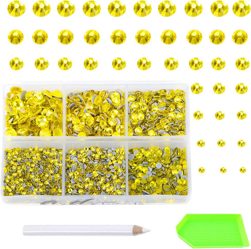 AD Beads 4500 Pieces Hotfix Rhinestones Flat Back 6 Sizes (2-6 mm) Crystal Round Glass Gems with Tweezers and Picking Rhinestones Pen or Crafts Na...