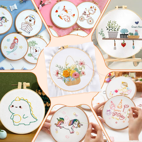 16 PCS Embroidery Fabric, Pre-Cut White Natural Cotton Embroidery Cloth Fabric, 4 Different Sizes 5.9 to 11.8inch, Embroidery Cloth Squares for Em...