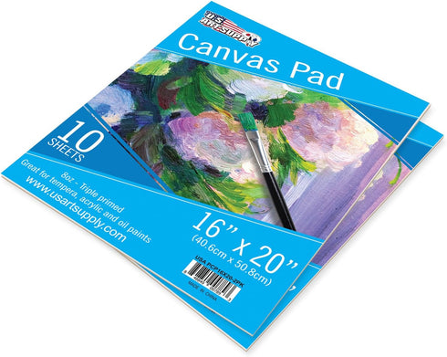 U.S. Art Supply 8" x 10" 10-Sheet 8-Ounce Triple Primed Acid-Free Canvas Paper Pad (Pack of 2 Pads)...