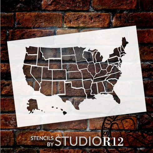 United States Map Stencil by StudioR12 | Craft DIY Home Decor | Paint Geographic Wood Sign | Reusable Mylar Template | Select Size (12 inches x 8 ...