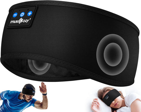 MUSICOZY Sleep Headphones Bluetooth 5.2 Headband, Sports Wireless Earphones Sweat Resistant Earbuds with Ultra-Thin HD Stereo Speaker for Workout ...