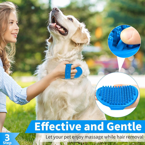 3PCS Dog Bath Brush | Dog Shampoo Brush | Dog Scrubber for Bath | Dog Bath Brush Scrubber | Dog Shower/Washing Brush with Adjustable Ring Handle f...