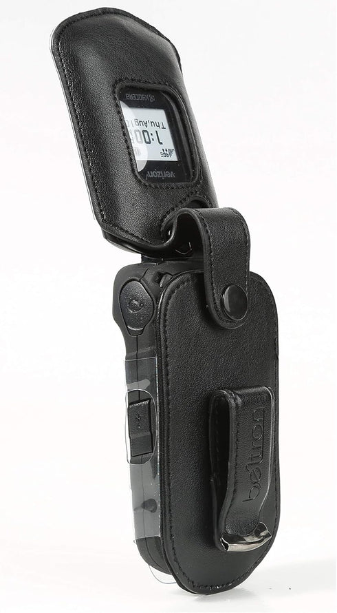 BELTRON Leather Fitted Case for Kyocera DuraXV LTE E4610 (Verizon), DuraXE E4710 (AT&T) - Features: Rotating Belt Clip, Screen & Keypad Protection...