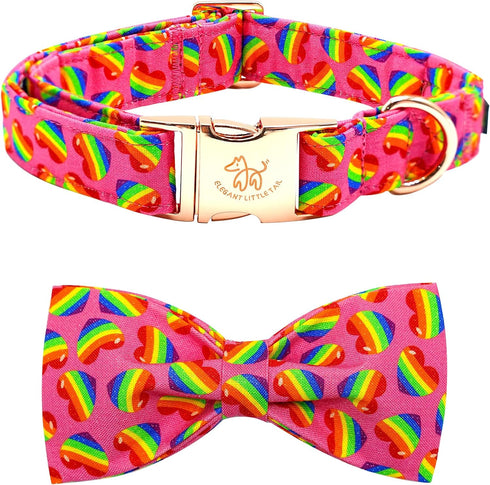 Elegant little tail Dog Collar, Rainbow Dog Collar Pet Collar LGBT for Pride Month Pet Collar Dog Girl Boy Adjustable Dog Collar for Large Dogs...