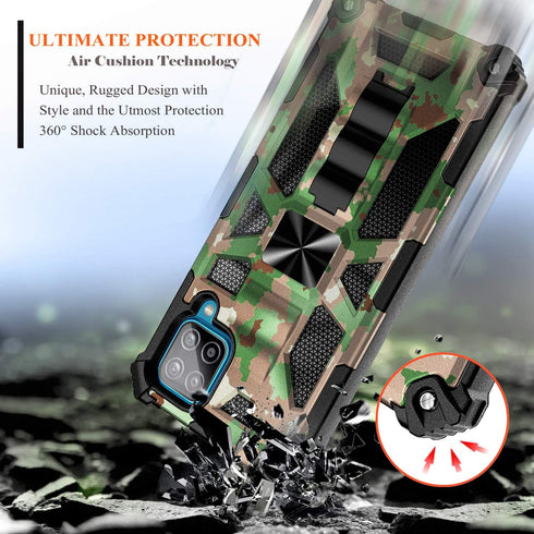NZND Designed for Samsung Galaxy A12 Phone Case with Tempered Glass Screen Protector (Full Coverage), Full-Body Protective Shockproof [Military-Gr...
