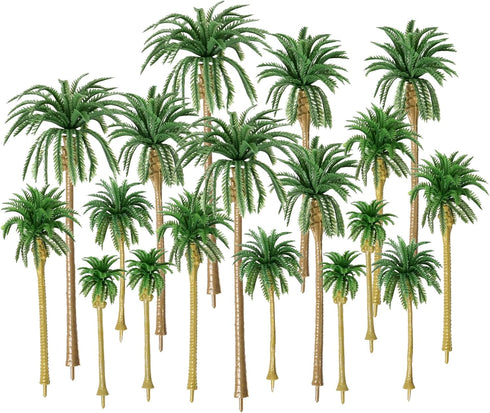 HUIANER Palm Tree Model Trees, Miniature Palm Trees Mixed 5 Size Fake Plastic Trees with No Stands for DIY Scenery Landscape Cake Decoration?18PCS...