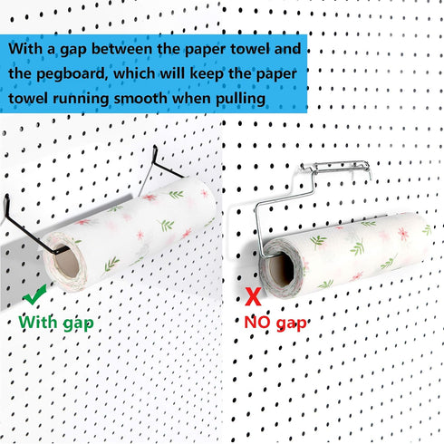 Paper Towel Holder for Pegboard, Extendable, Fit Any Standard Pegboard, 2 Packs, Black...