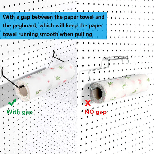 Paper Towel Holder for Pegboard, Extendable, Fit Any Standard Pegboard, 4 Packs, Black...