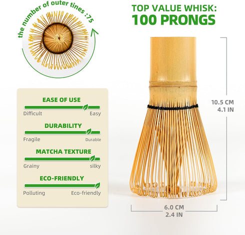 TEANAGOO MA-01 Japanese Matcha Ceremony Accessory, Matcha Whisk (Chasen), Traditional Scoop (Chashaku), Tea Spoon, Whisk Holder, The Perfect Set t...