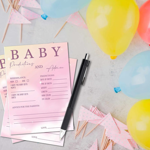 Baby Predictions and Advice Cards, 5" x 7" Pink Cloud Gender Reveal Games Favors for Guests, Baby Shower Party Decorations - D09...