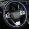 Leather Steering Wheel Cover?Black with Blue line?Anti-Slip, Safety, Soft, Sports Style, Black Steering Wheel Cover, Adaptable to 14.5-15 inches S...