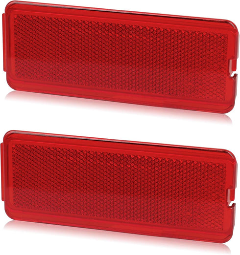 HERCOO Premium Interior Door Reflectors Red Front & Rear Reflector Light Cover Compatible with Ford Excursion 2000-2005, F250 F350 F450 F550 Super...