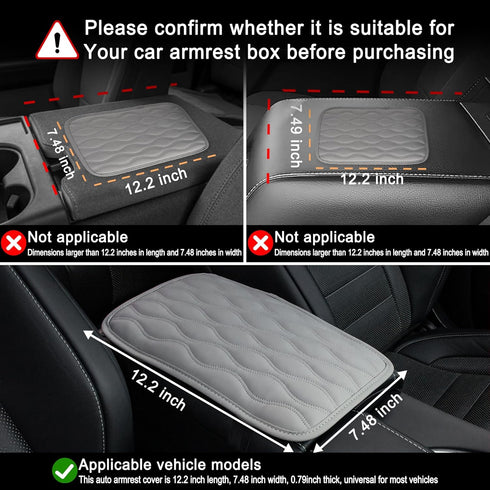 Amiss Auto Center Console Pad, Universal Waterproof Armrest Seat Box Cover, Leather Auto Armrest Cover Protector for Most Vehicles, SUV, Truck, Ca...