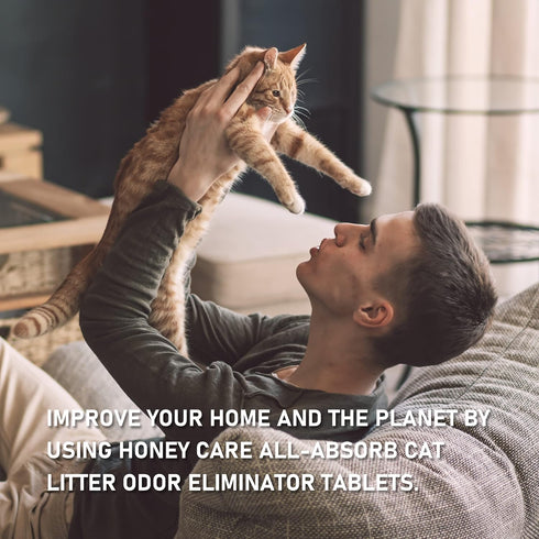 HONEY CARE All-Absorb Cat Litter Odor Eliminator Tablets ? Refresh Smell Long-Lasting Scent Away - Jasmine Fragrance (10pcs/Box=4-10 Weeks), Blue...