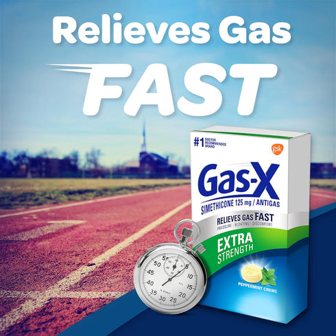 Gas-X Extra Strength Chewable Gas Relief Tablets with Simethicone 125 mg, Peppermint Creme - 18 Count...