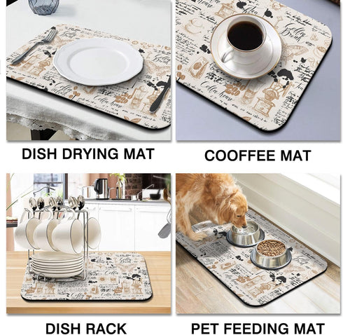 Coffee Mat 19inx12in,Coffee Bar Mat for Countertops,Absorbent Hide Stain Anti-Slip Coffee Bar Accessories Fit Under Coffee Machine Mat,dish drying...