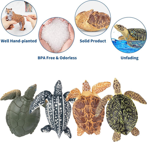 Toymany 6PCS Realistic Sea Turtle Figurines, Plastic Ocean Sea Animals Figures Set includes of Turtles, Educational Toy Cake Toppers Christmas Bir...