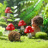 Queekay Resin Hedgehogs & Wood Mushroom Sculpture, Fairy Wild Garden Supplies, 6 Pieces, Red, Handmade Decor...