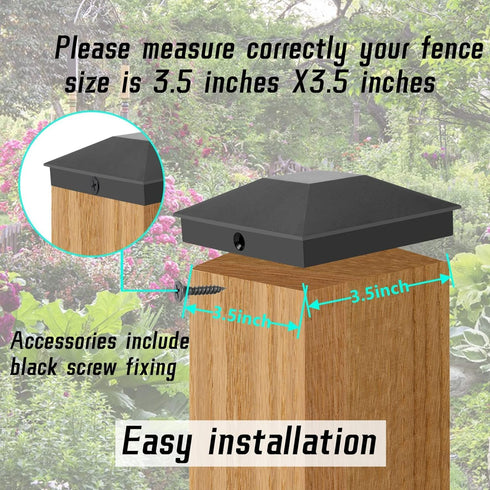 4X4(3.5in x 3.5in) Wood Fence Post Caps, PP Plastic Water-Proof UV-Proof, Keep Post from Cracking and Rotting,for Decks or Corridors,Outdoor Post ...