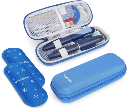YOUSHARES Insulin Cooler Travel Case TSA Approved - Portable Medication Cooler for Travel with 2 Ice Packs, Insulated Insulin Travel Case for Trip...
