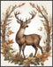 Posterizer 1 pcs- Beautiful deer with orange leaves and flowers-Art for Animal Lovers-Floral Botanical Art- Gift for Men Women Teens-Living Room ...