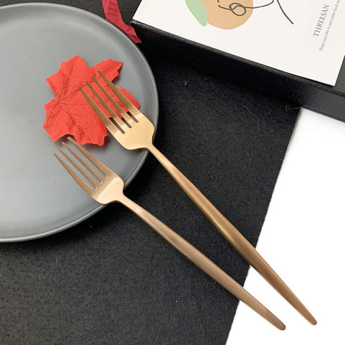 JASHII 18/10 Rose Gold Flatware Rose Gold Silverware Set 304 Stainless Steel Copper Flatware Cutlery Set| 6-Piece Adaline Royal Modern Satin Finis...