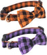 ADOGGYGO Halloween Dog Collar with Bow, Adjustable Plaid Dog Collars with Removable Bowtie Orange Purple Plaid Halloween Collars for Medium Dogs P...