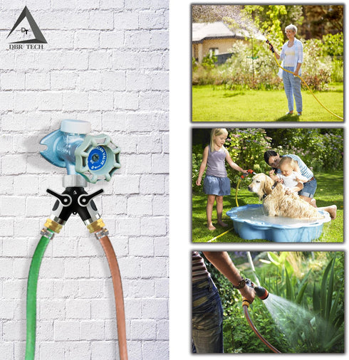 Hose Splitter 2 Way, Heavy Duty Metal Connector, Two Way Garden Hose Splitter, High Flow Spigot Faucet Bib Adapter, Solid Double Y Shut Off Valve ...