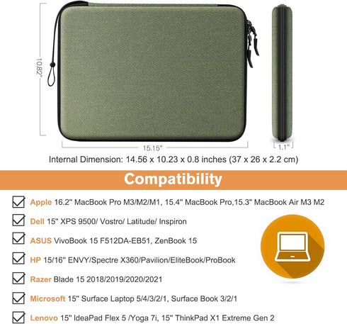 FINPAC Hard Laptop Sleeve Case for 15.3-inch MacBook Air M3 M2 2024, 16-inch MacBook Pro M3/M2/M1 Pro/Max A2991 A2780 A2485 A2141, 15 MacBook Air ...