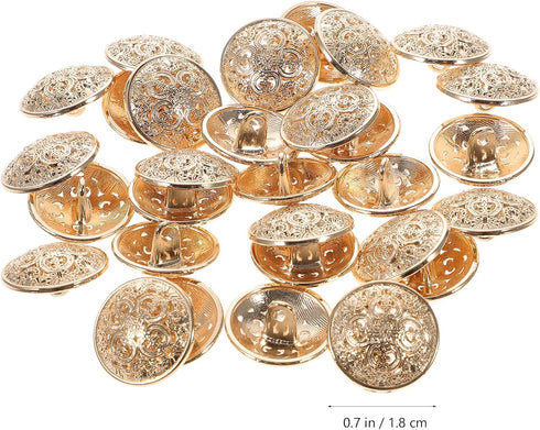 MILISTEN 30pcs Round Metal Hollow Out Button Coat Buttons Flat Buttons Jacket Button Trousers Buttons Sewing Buttons (Light Golden 18mm)...