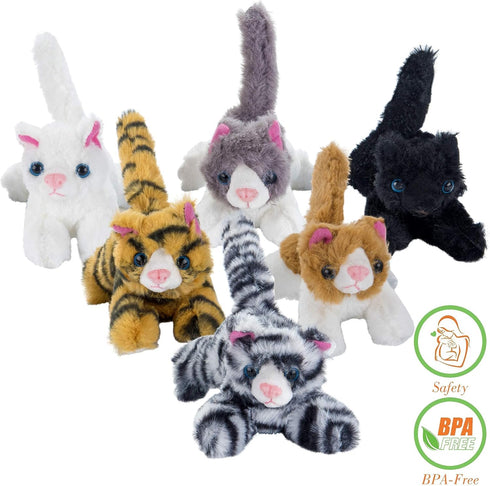 PASSIONFRUIT Plush Stuffed Toy Cat Set – Set of 6 Stuffed Toys for Kids – 6 Inches Long – Bright & Vibrant Colors – Soft Toy Set for Boys & Girls...